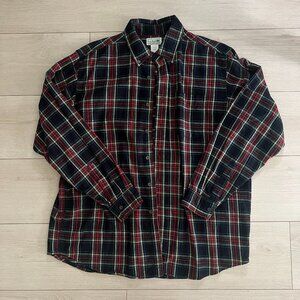 Vintage LL Bean  Mens Large Regular Scotch Plaid 100% Cotton Flannel Button Down